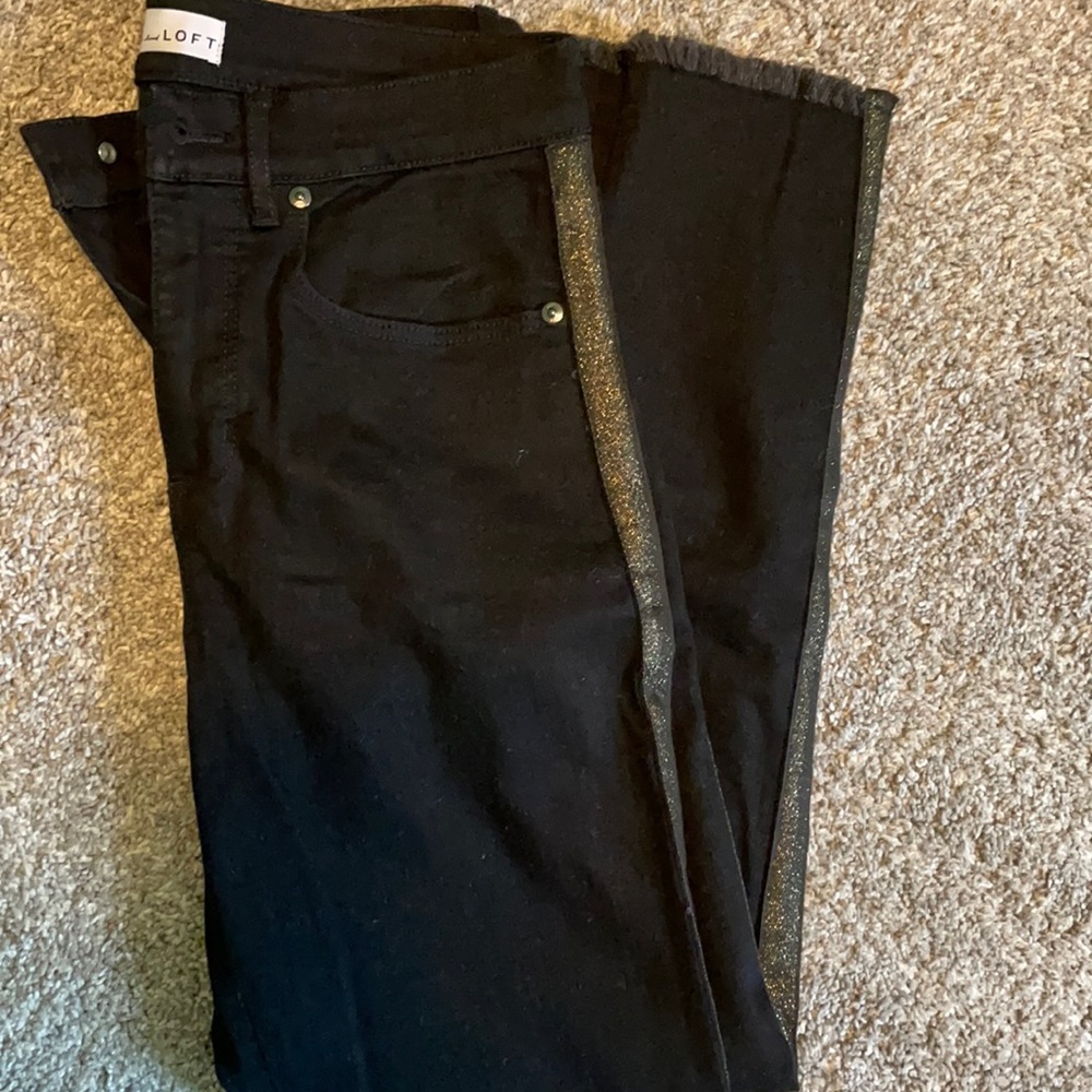 LOFT Black Raw Hem Dressy Jeans
